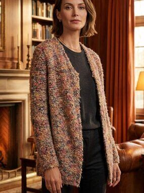IRO Multicolor Bouclé Open-Front Cardigan size 42 (M/L)